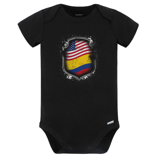 Colombian American Shirt Flags Of Colombia and America Baby Bodysuit (Black)