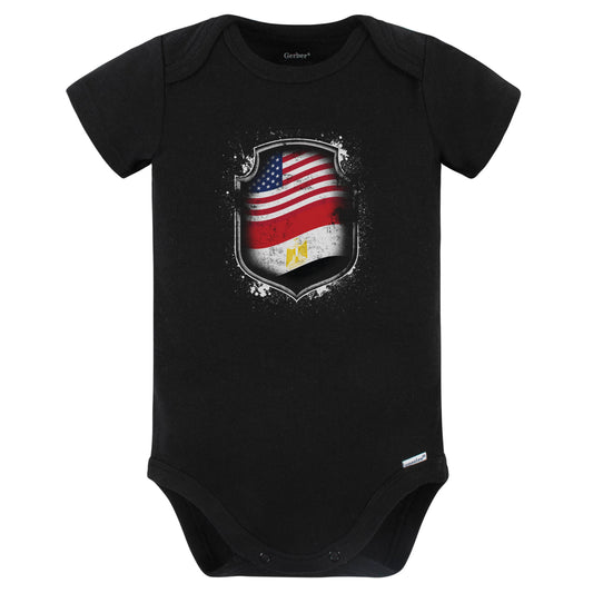 Egyptian American Shirt Flags Of Egypt and America Baby Bodysuit (Black)