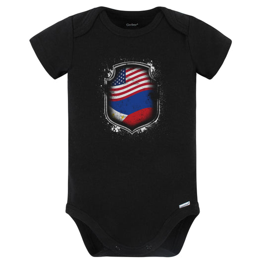 Filipino American Shirt Flags Of Philippines and America Baby Bodysuit (Black)