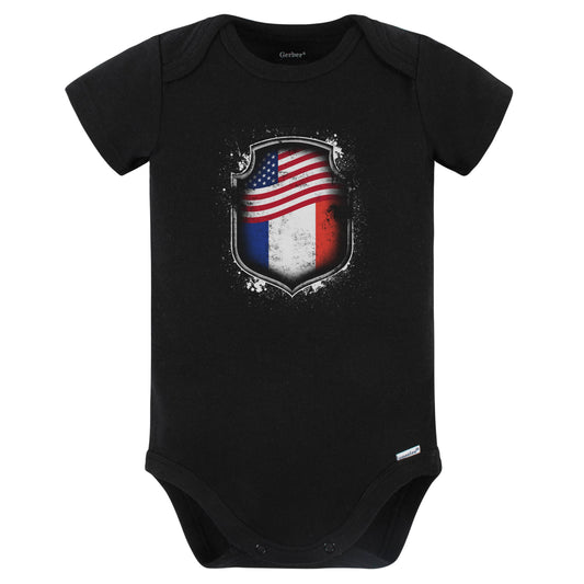 French American Shirt Flags Of France and America Baby Bodysuit (Black)
