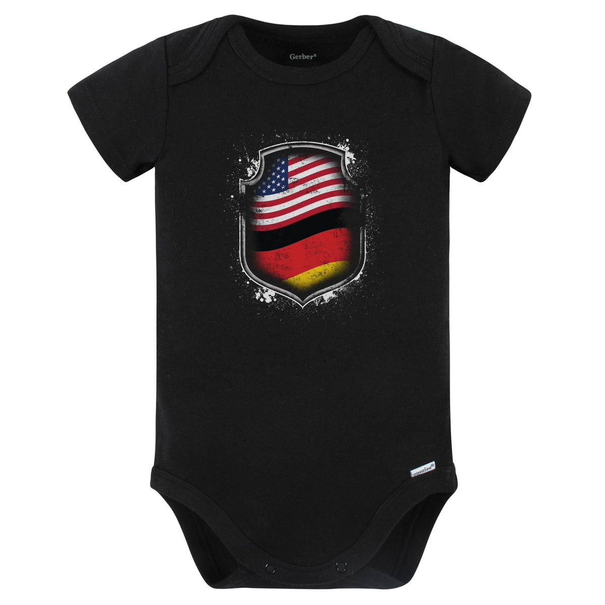 German American Shirt Flags Of Germany and America Baby Bodysuit (Black)
