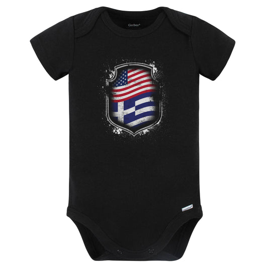 Greek American Shirt Flags Of Greece and America Baby Bodysuit (Black)