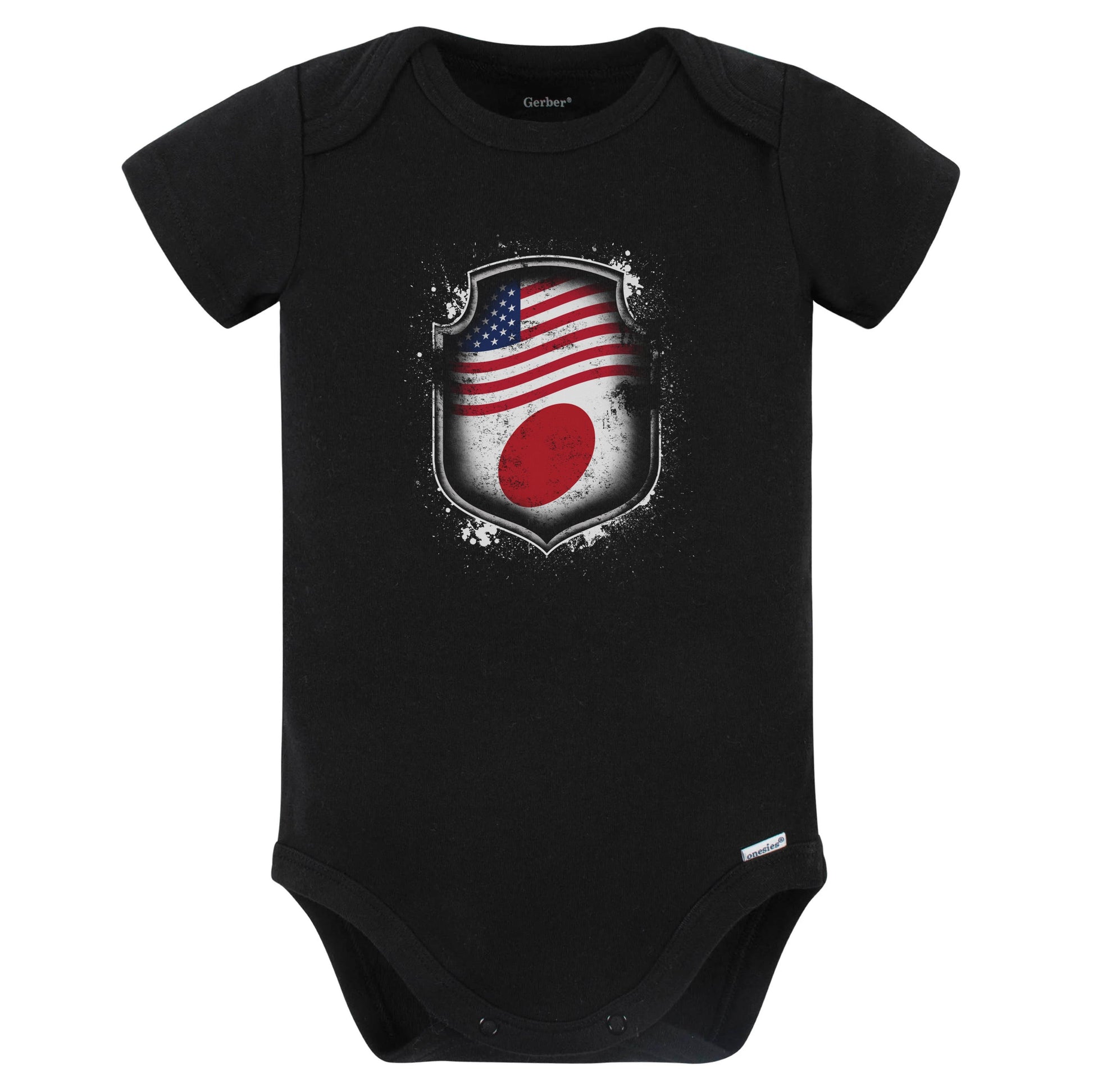 Japanese American Shirt Flags Of Japan and America Baby Bodysuit (Black)