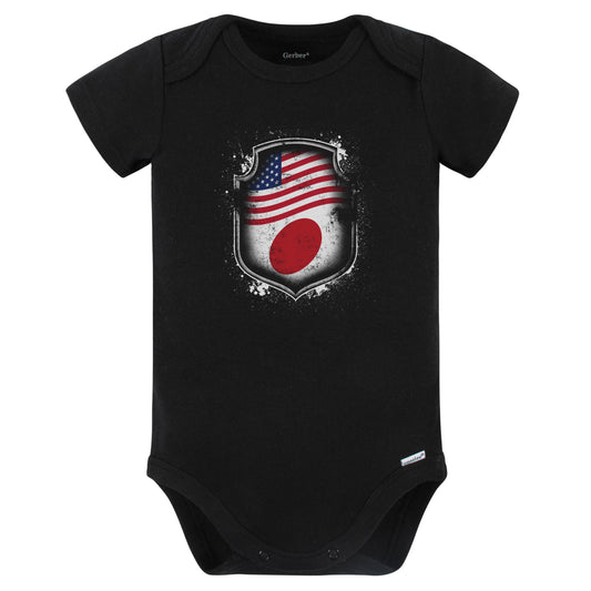 Japanese American Shirt Flags Of Japan and America Baby Bodysuit (Black)