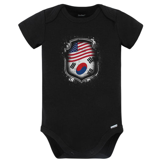 Korean American Shirt Flags Of South Korea and America Baby Bodysuit (Black)