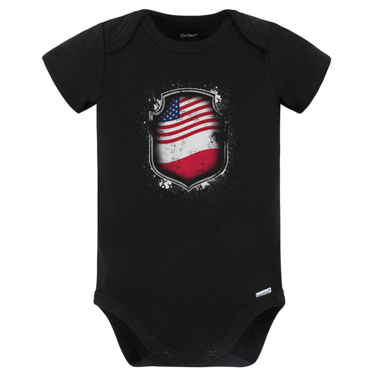 Polish American Shirt Flags Of Poland and America Baby Bodysuit (Black)