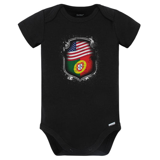 Portuguese American Shirt Flags Of Portugal and America Baby Bodysuit (Black)