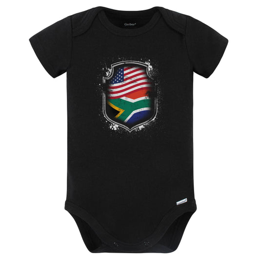 South African American Shirt Flags Of South Africa and USA Baby Bodysuit (Black)