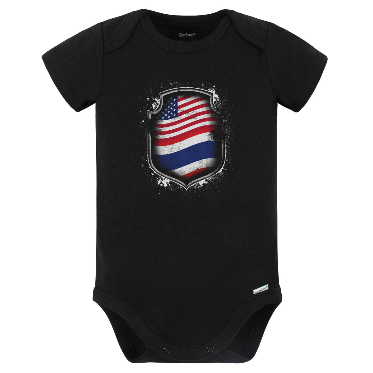 Thai American Shirt Flags Of Thailand and America Baby Bodysuit (Black)