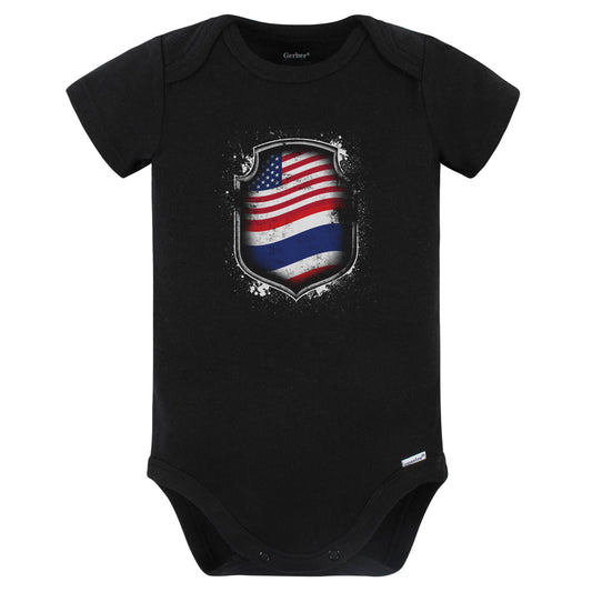 Thai American Shirt Flags Of Thailand and America Baby Bodysuit (Black)
