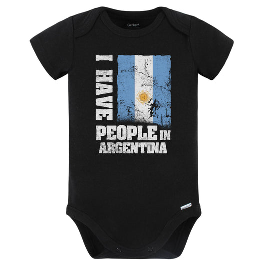 I Have People In Argentina Argentinian Flag Baby Bodysuit (Black)