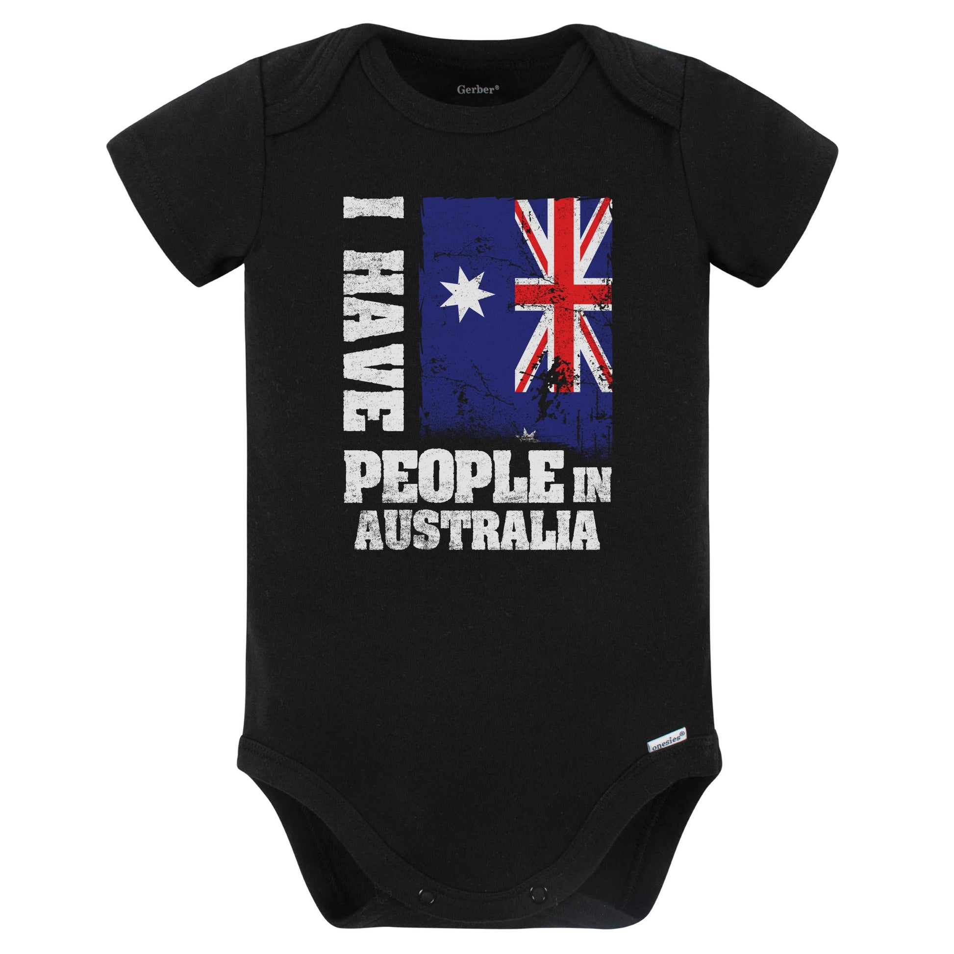 I Have People In Australia Australian Flag Baby Bodysuit (Black)