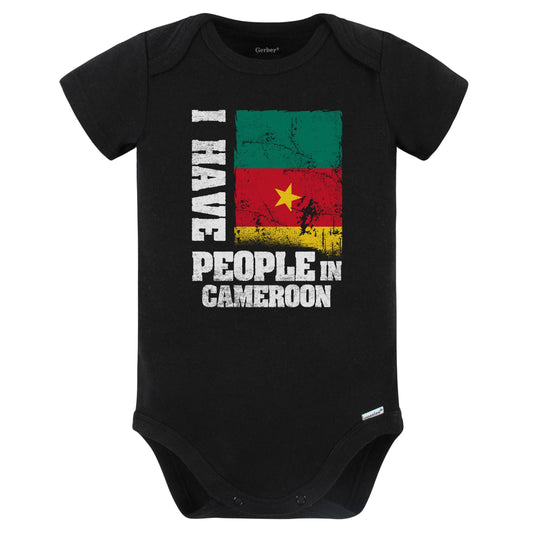 I Have People In Cameroon Cameroonian Flag Baby Bodysuit (Black)
