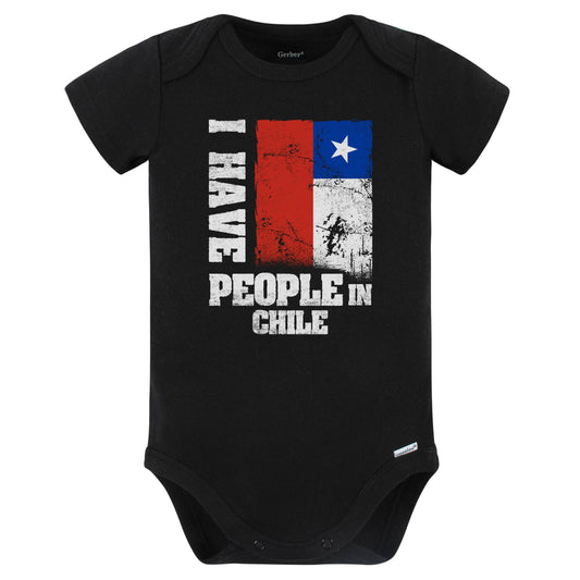 I Have People In Chile Chilean Flag Baby Bodysuit (Black)
