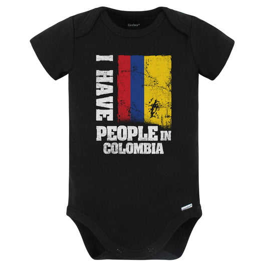 I Have People In Colombia Colombian Flag Baby Bodysuit (Black)