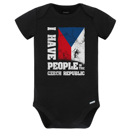 I Have People In the Czech Republic Czech Flag Baby Bodysuit (Black)