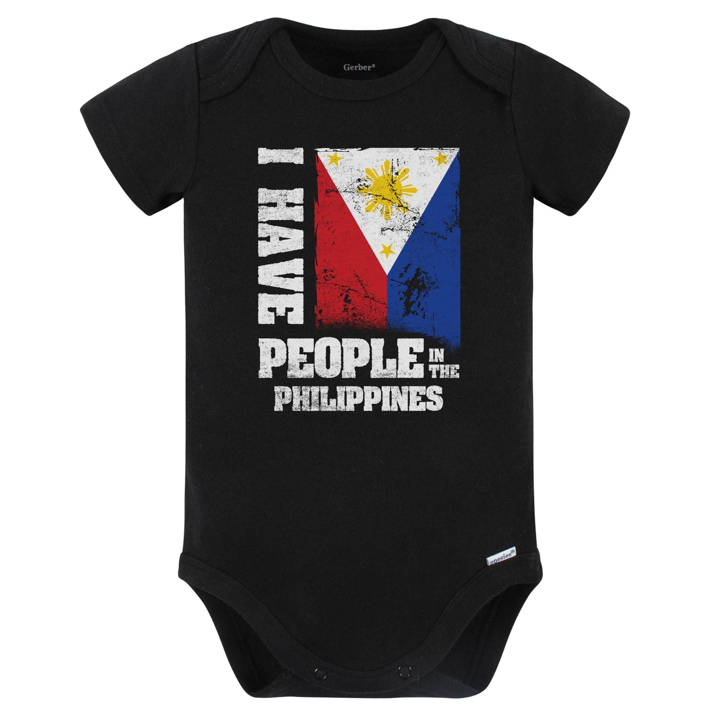 I Have People In the Philippines Filipino Flag Baby Bodysuit (Black)