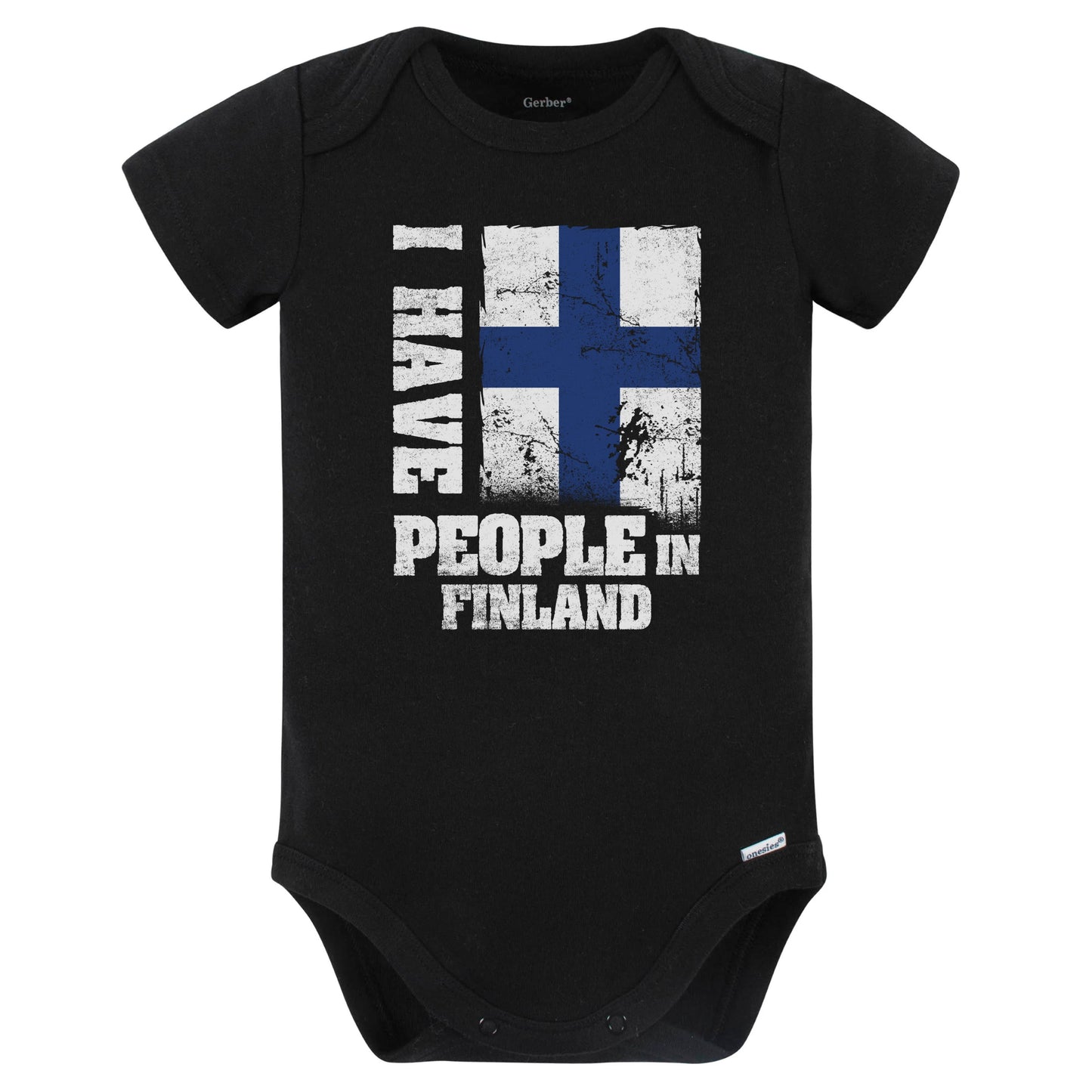 I Have People In Finland Finnish Flag Baby Bodysuit (Black)