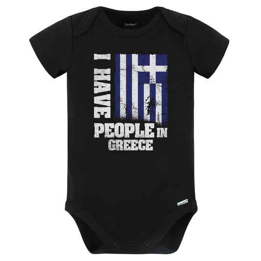 I Have People In Greece Greek Flag Baby Bodysuit (Black)
