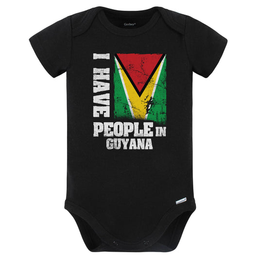 I Have People In Guyana Guyanese Flag Baby Bodysuit (Black)