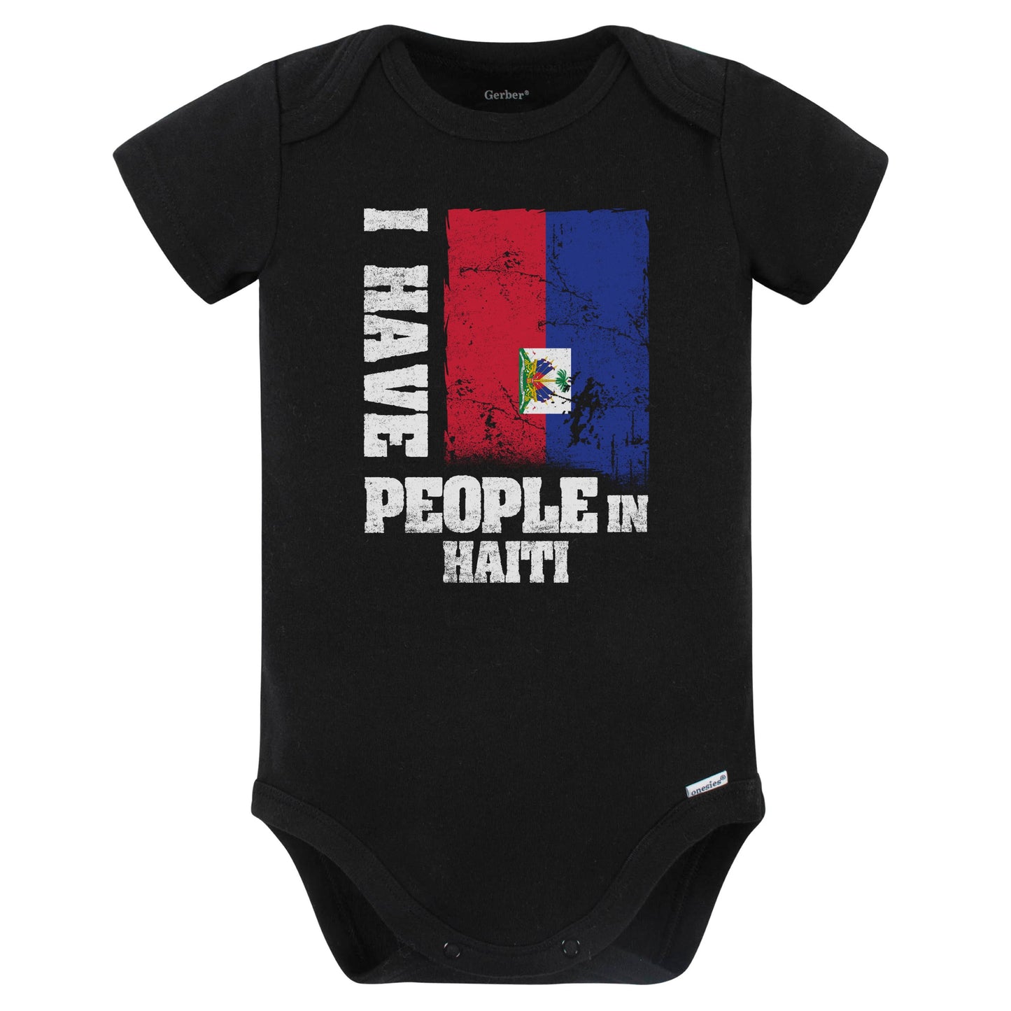 I Have People In Haiti Haitian Flag Baby Bodysuit (Black)