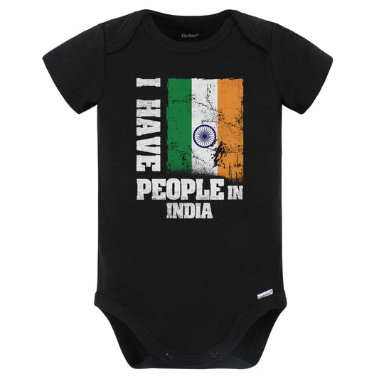 I Have People In India Indian Flag Baby Bodysuit (Black)