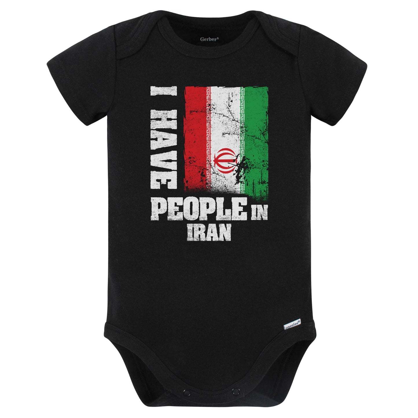 I Have People In Iran Iranian Flag Baby Bodysuit (Black)