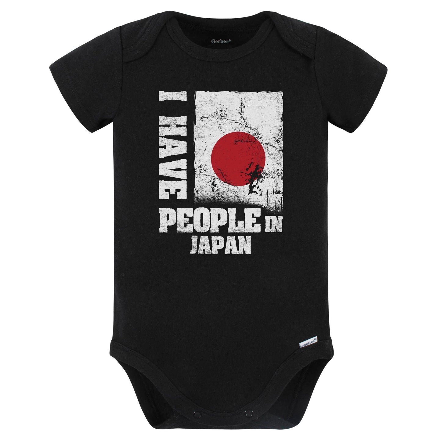 I Have People In Japan Japanese Flag Baby Bodysuit (Black)
