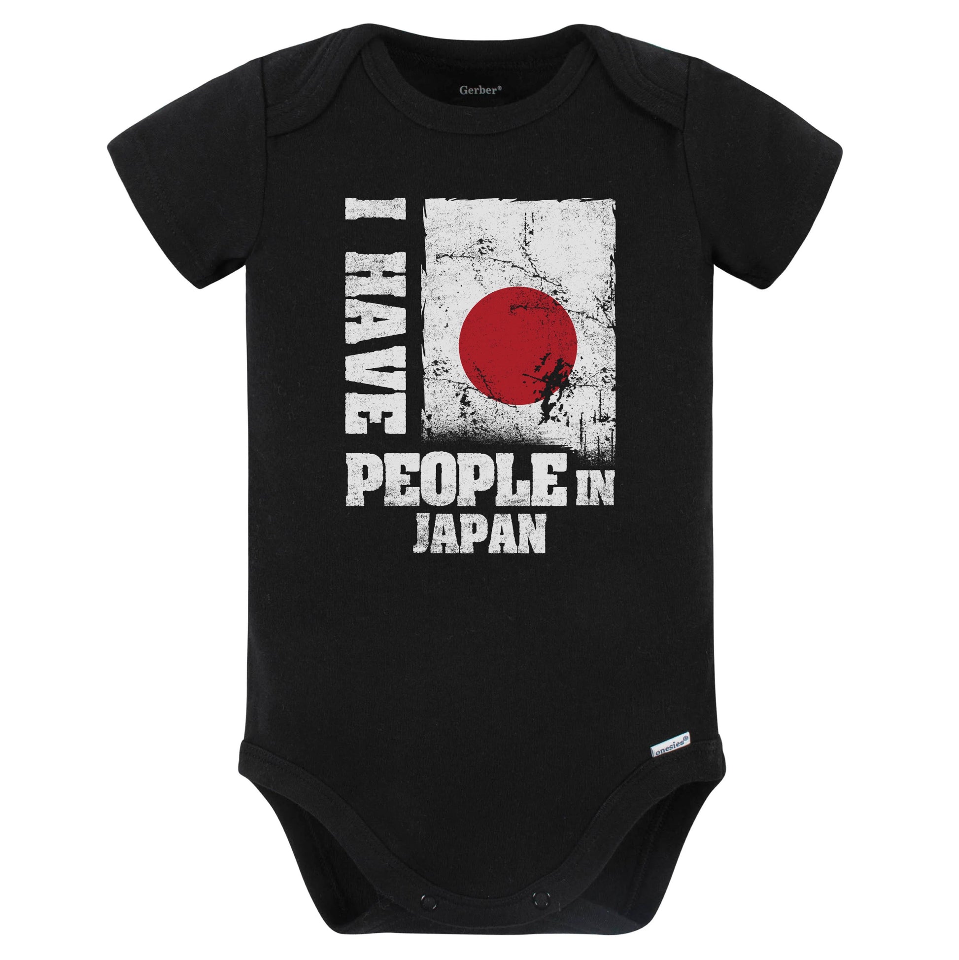 I Have People In Japan Japanese Flag Baby Bodysuit (Black)