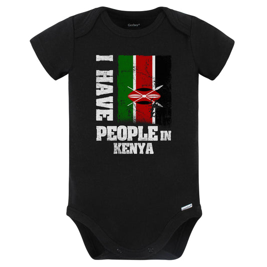 I Have People In Kenya Kenyan Flag Baby Bodysuit (Black)
