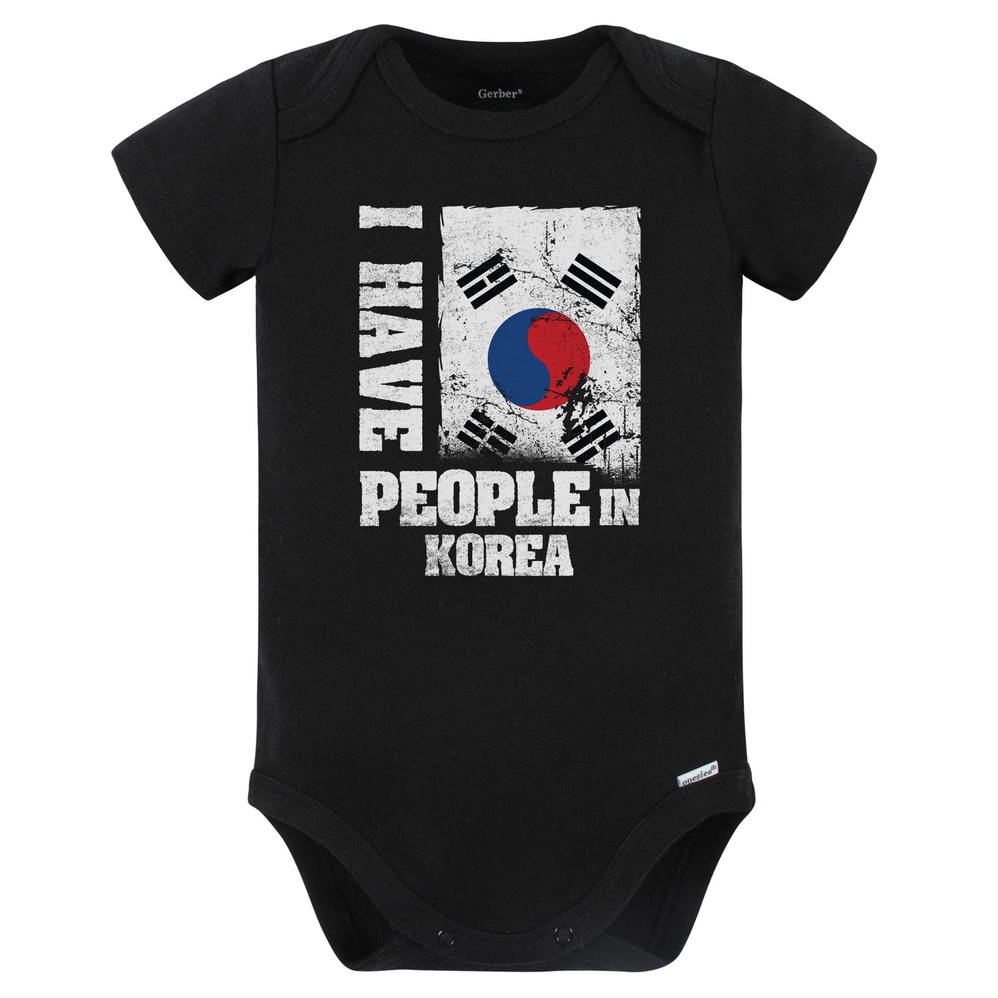 I Have People In Korea South Korean Flag Baby Bodysuit (Black)