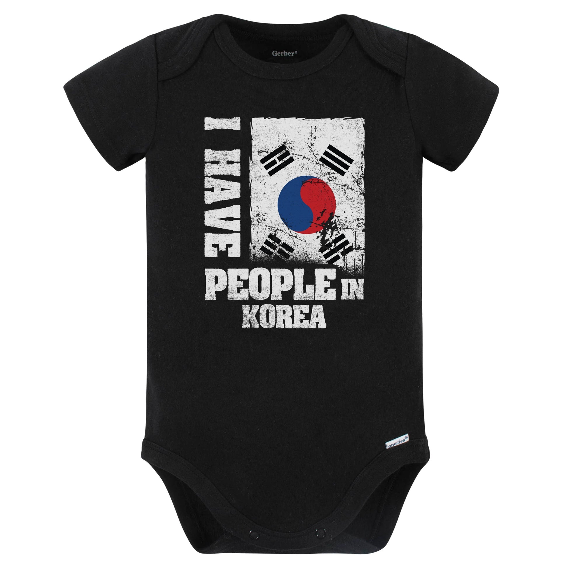 I Have People In Korea South Korean Flag Baby Bodysuit (Black)