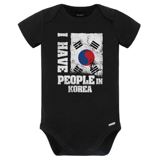I Have People In Korea South Korean Flag Baby Bodysuit (Black)