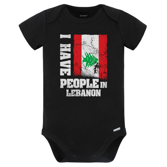 I Have People In Lebanon Lebanese Flag Baby Bodysuit (Black)