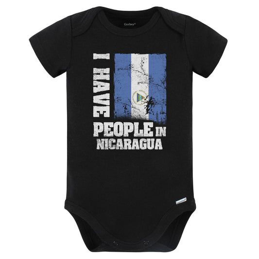 I Have People In Nicaragua Nicaraguan Flag Baby Bodysuit (Black)