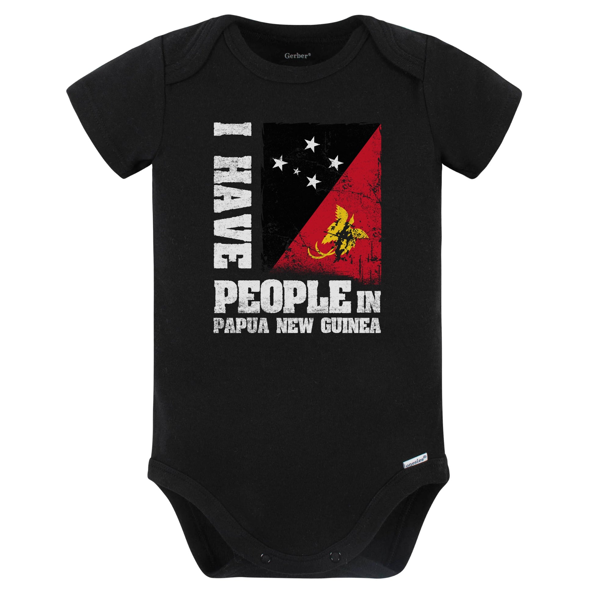 I Have People In Papua New Guinea Papuan Flag Baby Bodysuit (Black)