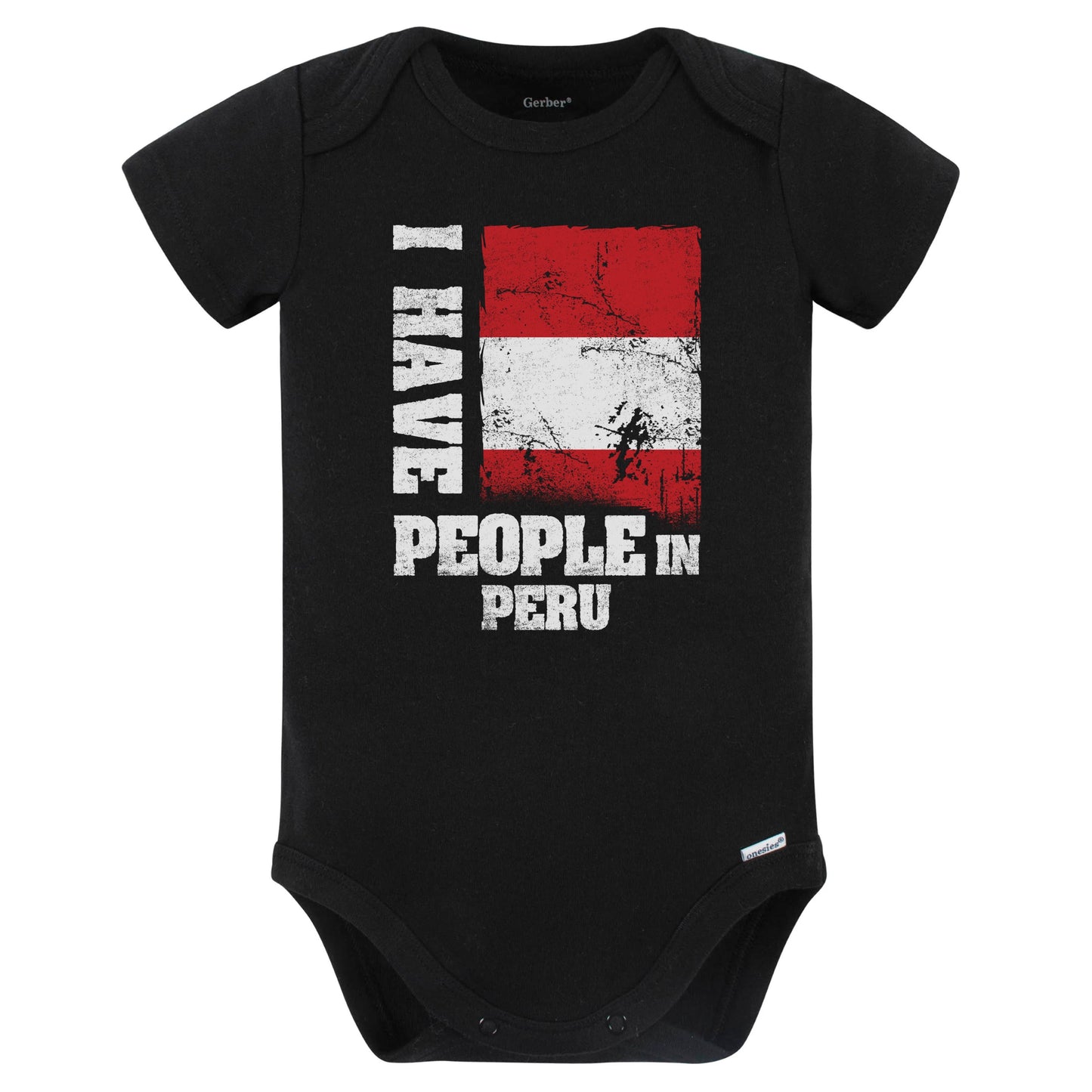 I Have People In Peru Peruvian Flag Baby Bodysuit (Black)