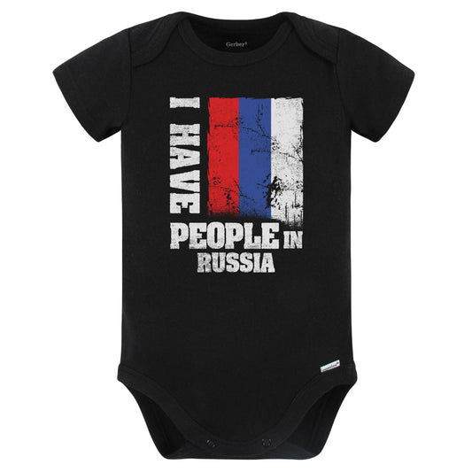 I Have People In Russia Russian Flag Baby Bodysuit (Black)
