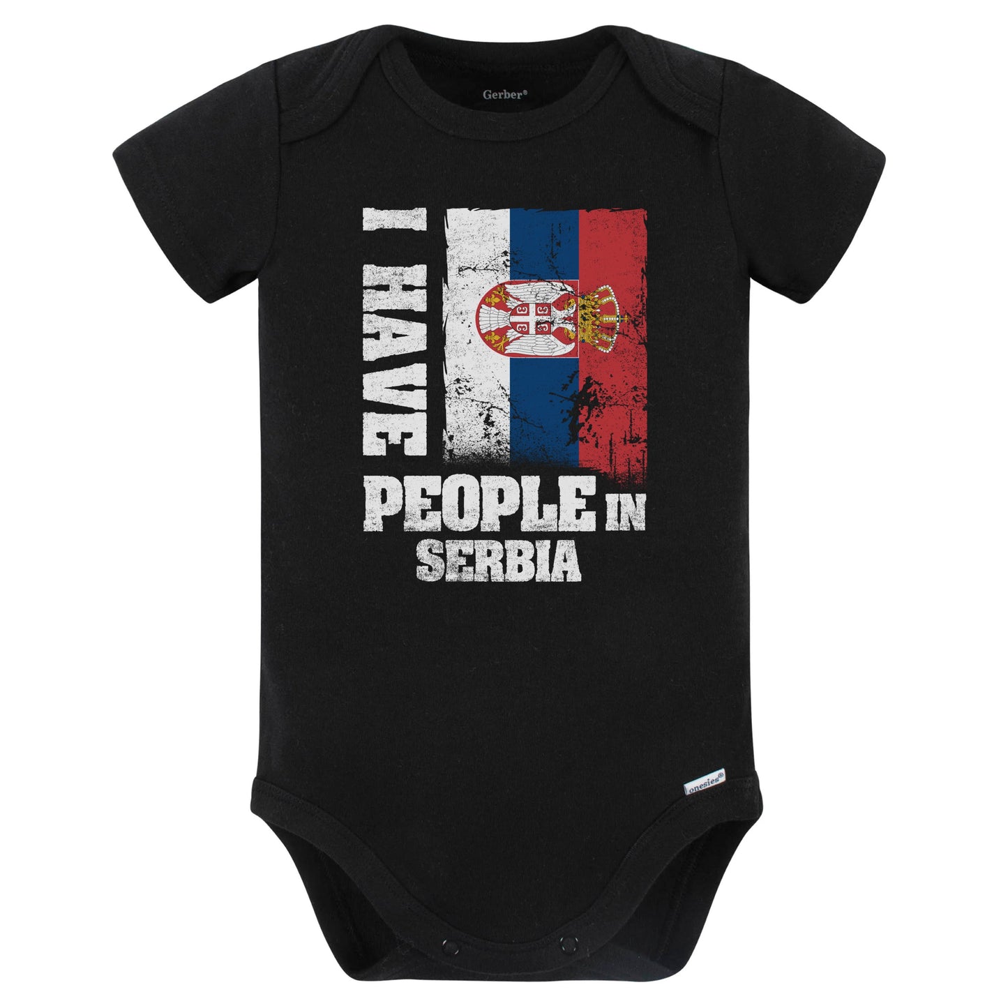 I Have People In Serbian Serbia Flag Baby Bodysuit (Black)