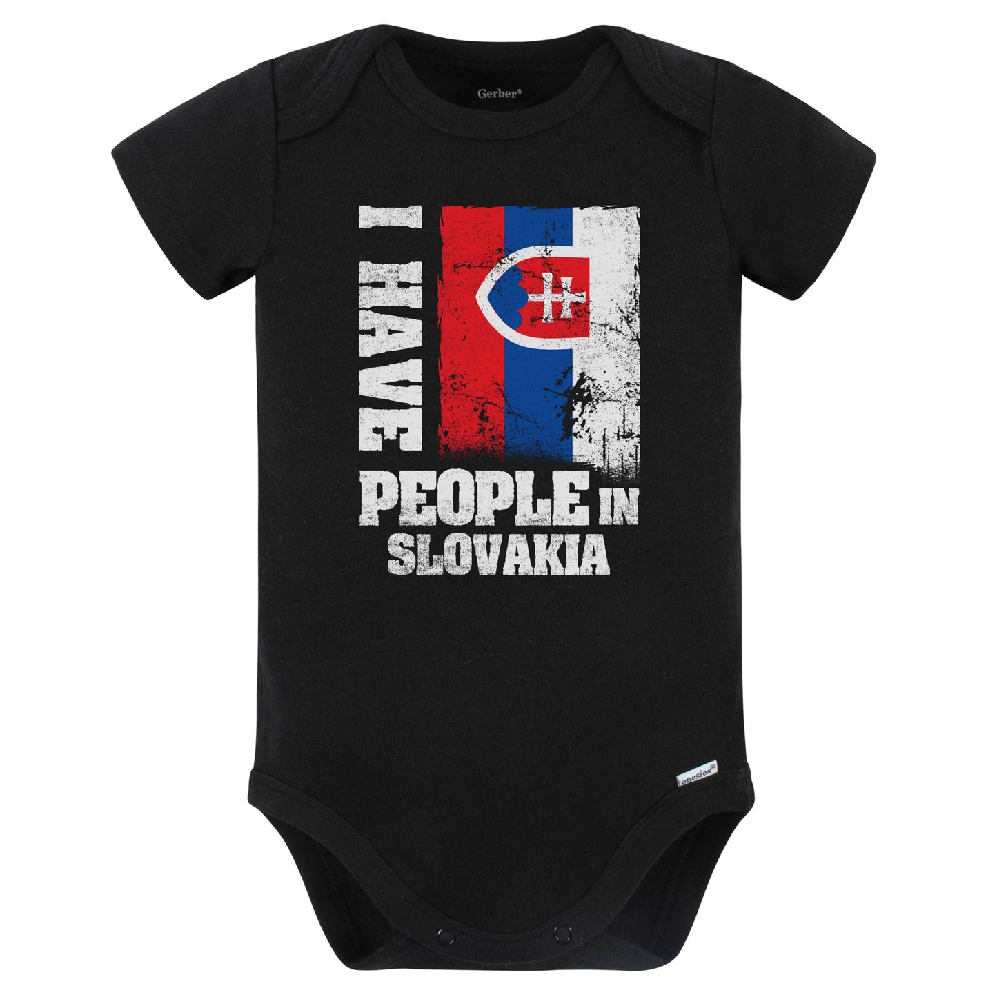 I Have People In Slovakia Slovakian Flag Baby Bodysuit (Black)
