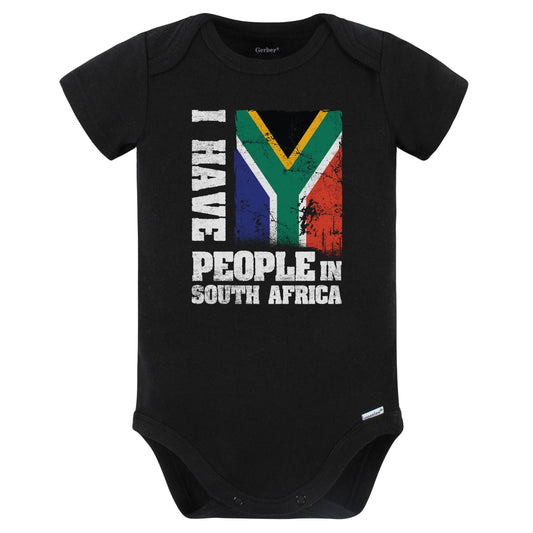 I Have People In South Africa South African Flag Baby Bodysuit (Black)