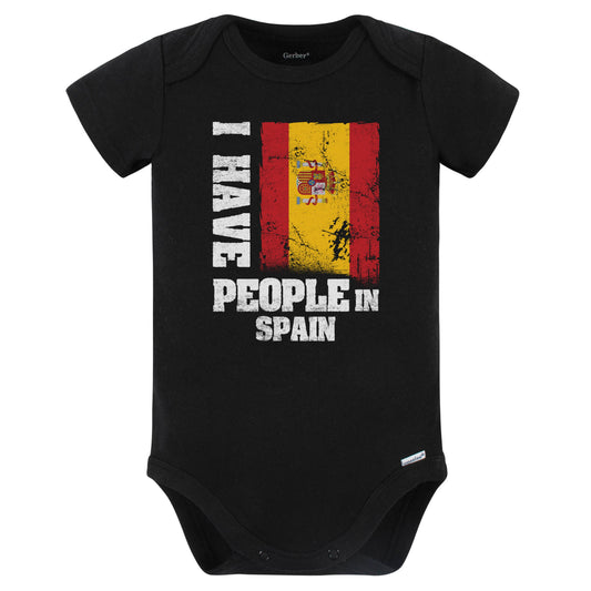 I Have People In Spain Spanish Flag Baby Bodysuit (Black)