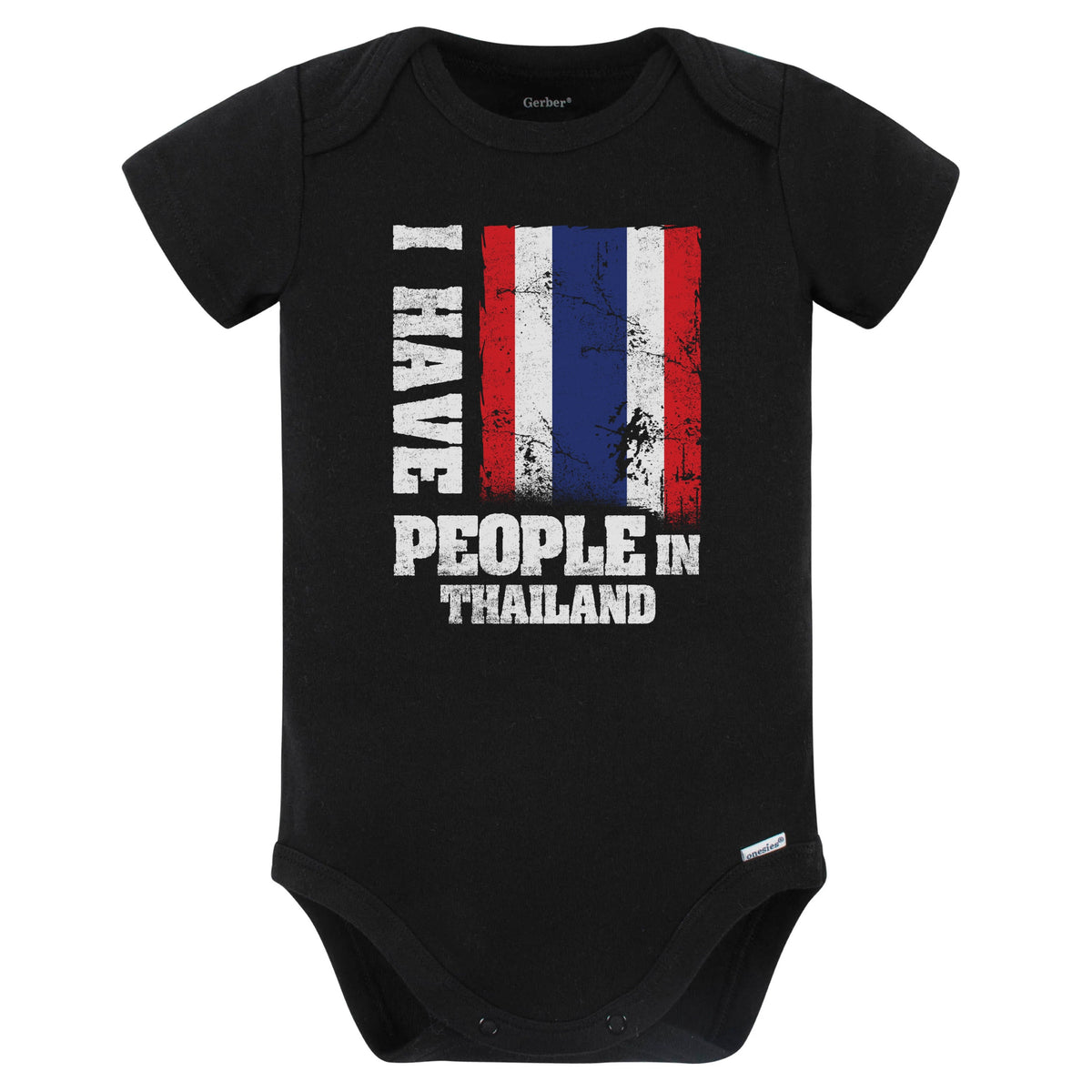 I Have People In Thailand Thai Flag Baby Bodysuit (Black)