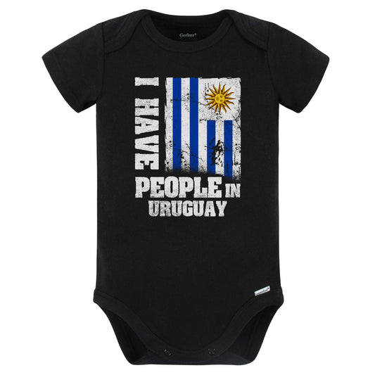 I Have People In Uruguay Uruguayan Flag Baby Bodysuit (Black)