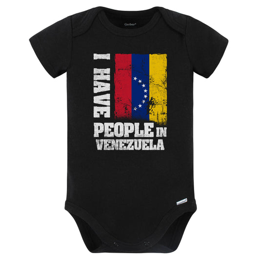 I Have People In Venezuela Venezuelan Flag Baby Bodysuit (Black)