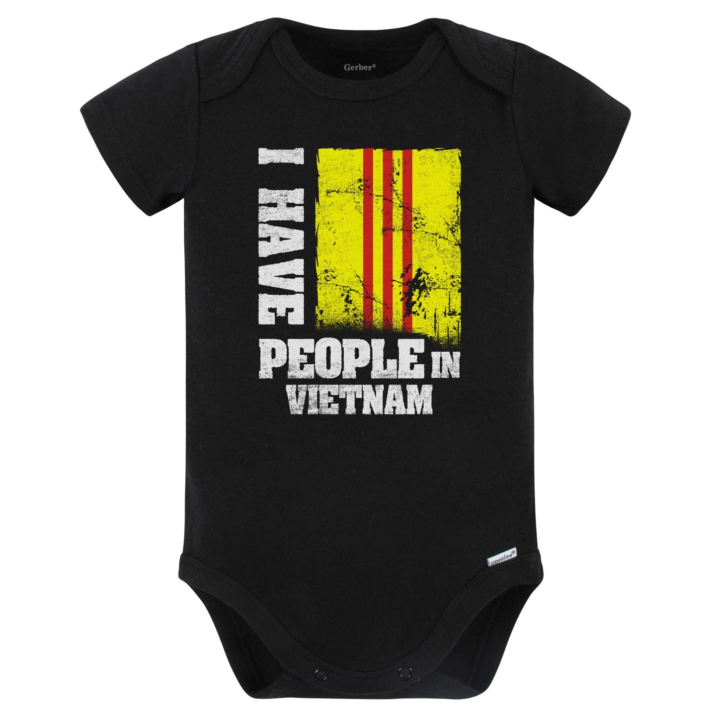 I Have People In Vietnam South Vietnamese Flag Baby Bodysuit (Black)