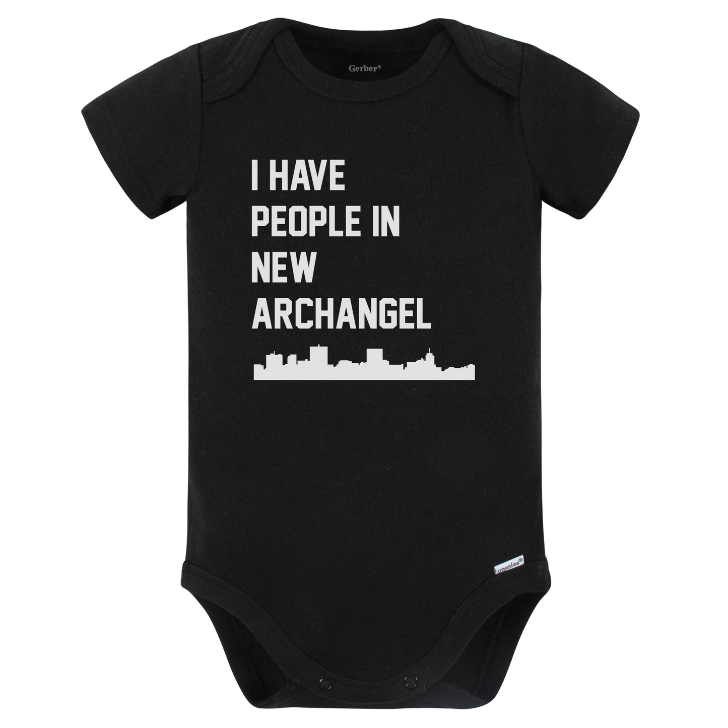 I Have People In New Archangel Alaska Skyline Baby Bodysuit (Black)