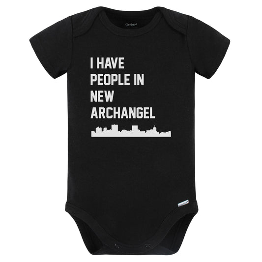 I Have People In New Archangel Alaska Skyline Baby Bodysuit (Black)