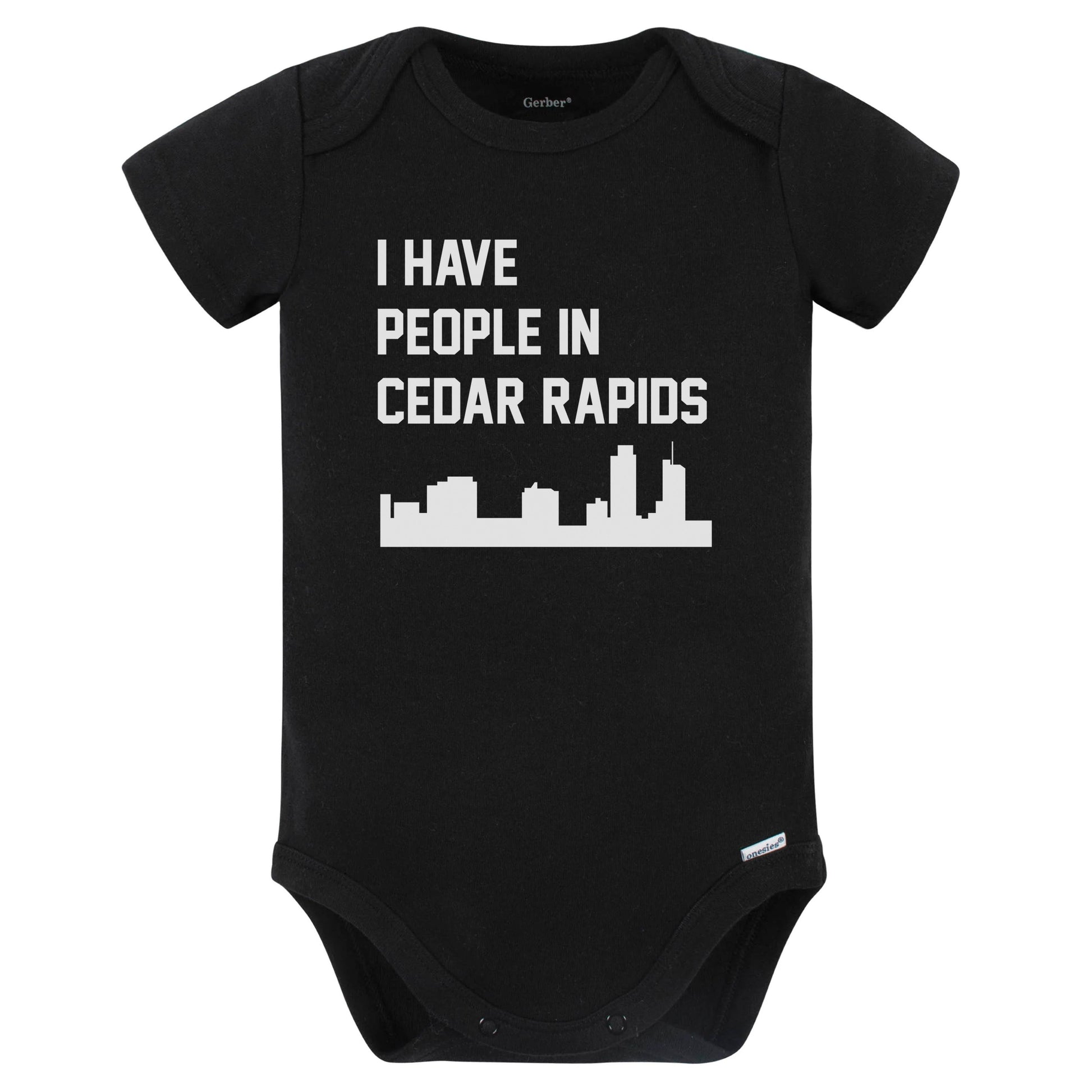 I Have People In Cedar Rapids Iowa Skyline Baby Bodysuit (Black)