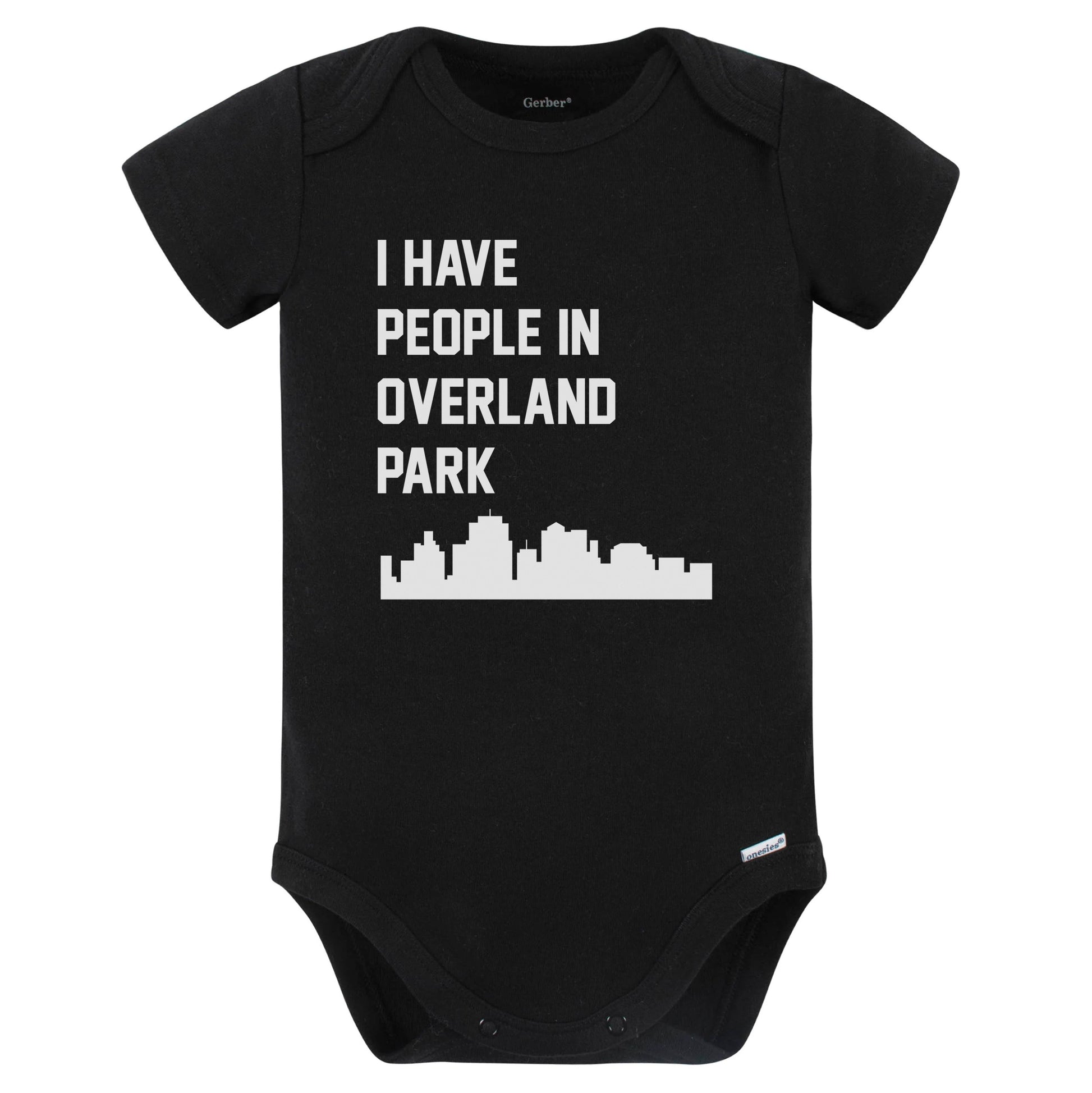 I Have People In Overland Park Kansas Skyline Baby Bodysuit (Black)